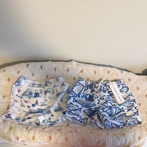 Janie and Jack Blue Fish & Nautical Print Swim Trunks